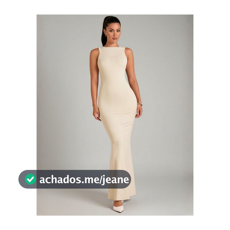 Vestido Longo Feminino Tubinho Justo Suplex Premium Costas Nua Regata Drapeado