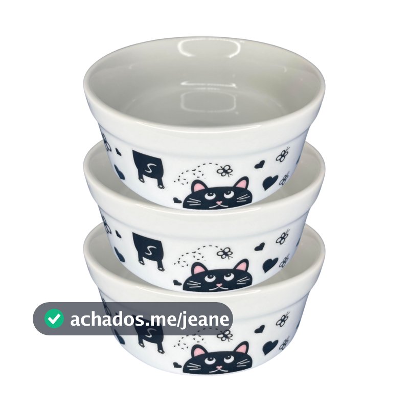 Kit Comedouro Bebedouro 3 Peças Pet Felino 300Ml Gato Borboleta Exclusivo