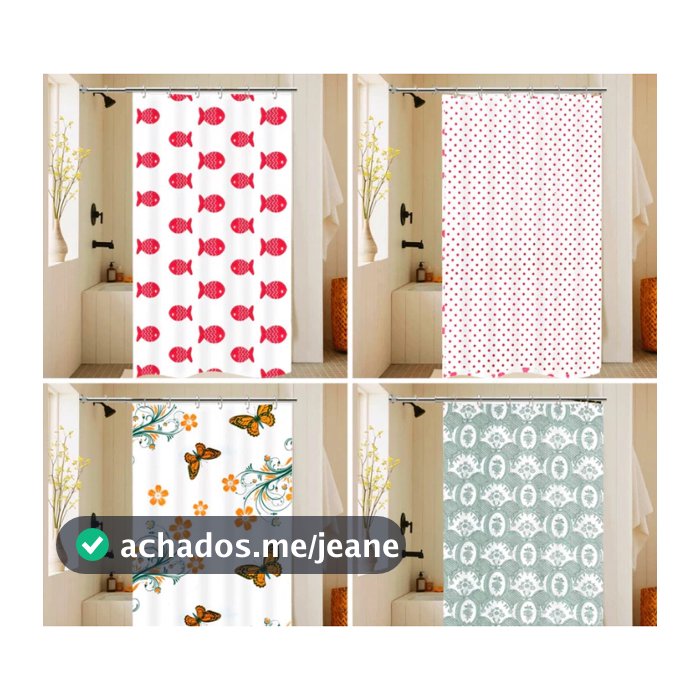 Cortina Box Banheiro Chuveiro - Estampas Diversas 100% Polietileno Plástico - Kit com 2 cortinas