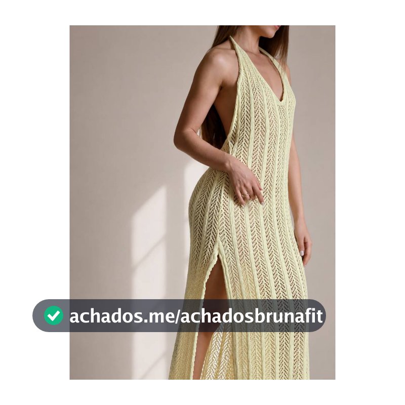Saida de Praia Trico Vestido Longo Costas Nua Com Fenda Lateral Tricô Verão