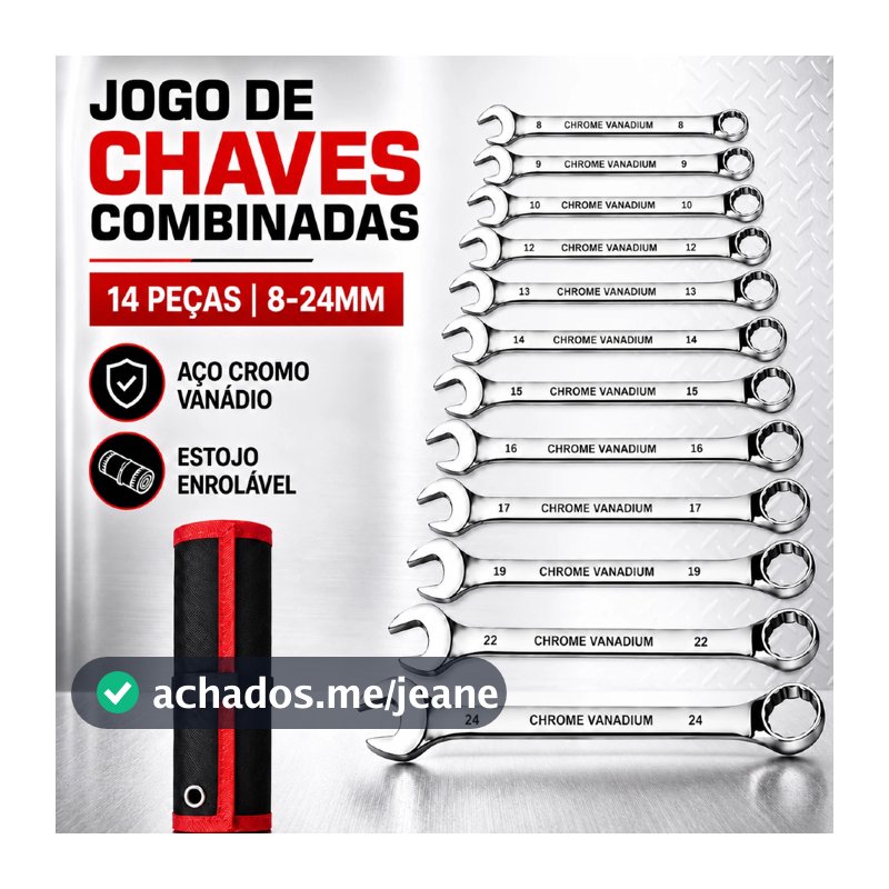 Jogo Chave Combinada Boca Estrela 12/14 Peças Profissional combinação de aço carbono Chave fixa