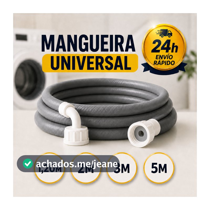 Mangueira de Entrada Máquina Lavar 1,20m 2m 3m e 5 metros Lavadora Louça e Seca Universal Compativel