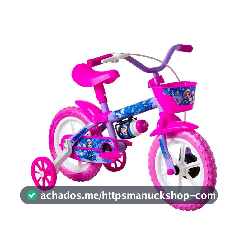 Bicicleta Infantil Aro 12 com Rodinhas Cestinha Rodinhas Quadro em Aço Banco Regulável