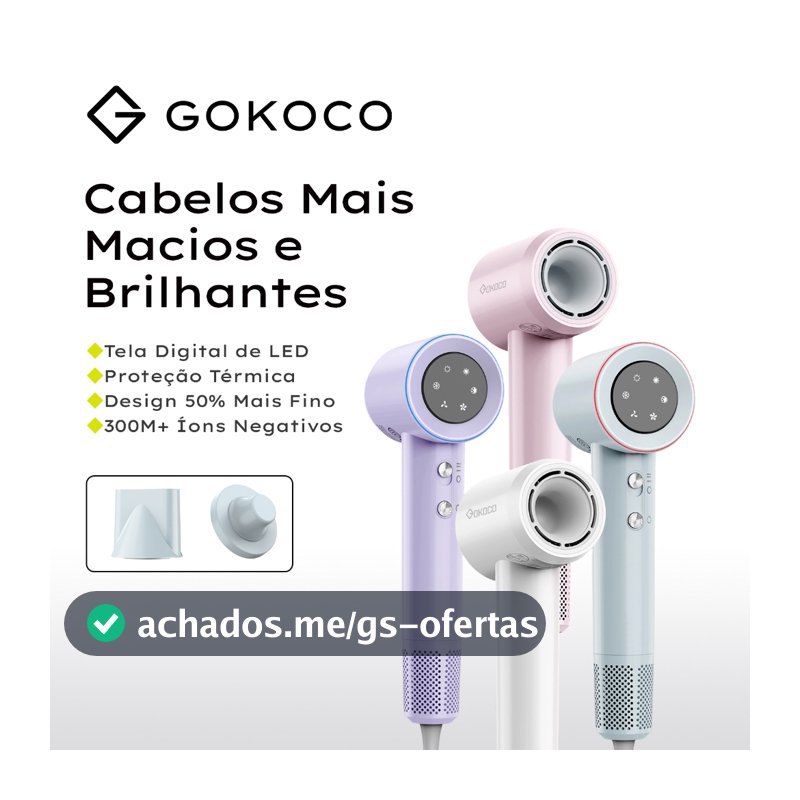 GOKOCO Secador de Cabelo de Alta Velocidade Secador de Cabelo Profissional 1500W Alta Velocida de 2Minutos Secagem Rápid