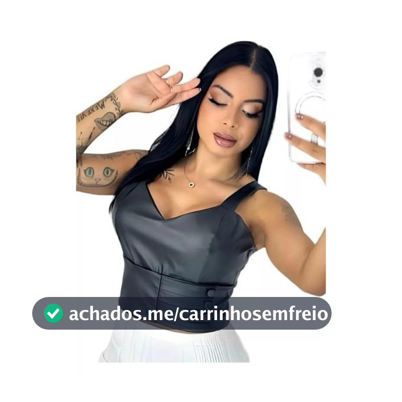 Top Cropped Feminino Em Couro Sintético Com Modelagem Ajustada Festa Casual e Dia Dia