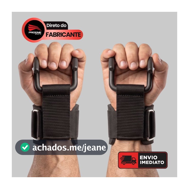 Par Luva Strap Gancho Ajustavel Neoprene Progne Sports - Pegada Firme Antilesao - Treino Academia Crossfit e Puxadas
