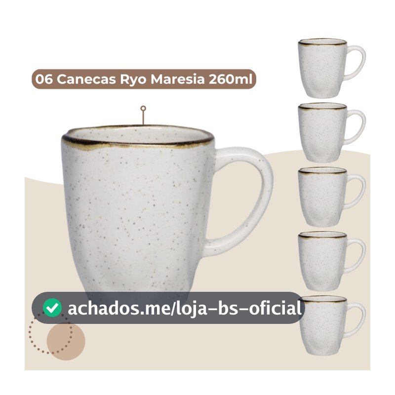 Jogo 6 Canecas Café Chá Ryo Maresia 260ml Oxford Porcelanas