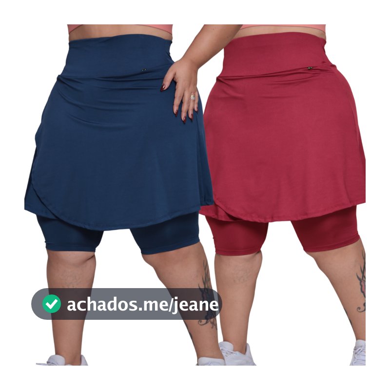Kit 2 BERMUDA transpassada short saia plus size M ao G3 modesto