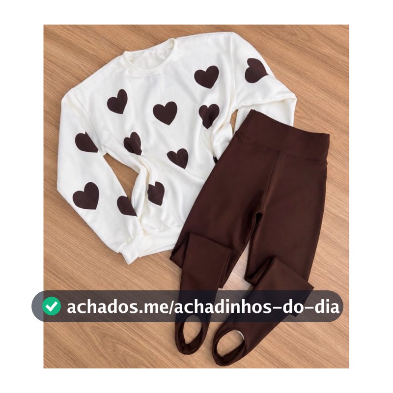 Conjunto De Moletom Feminino Blusa de Coração e Calça Legging Quentinha Roupa para  frio em Alta Tendência Look Fofo 8.8