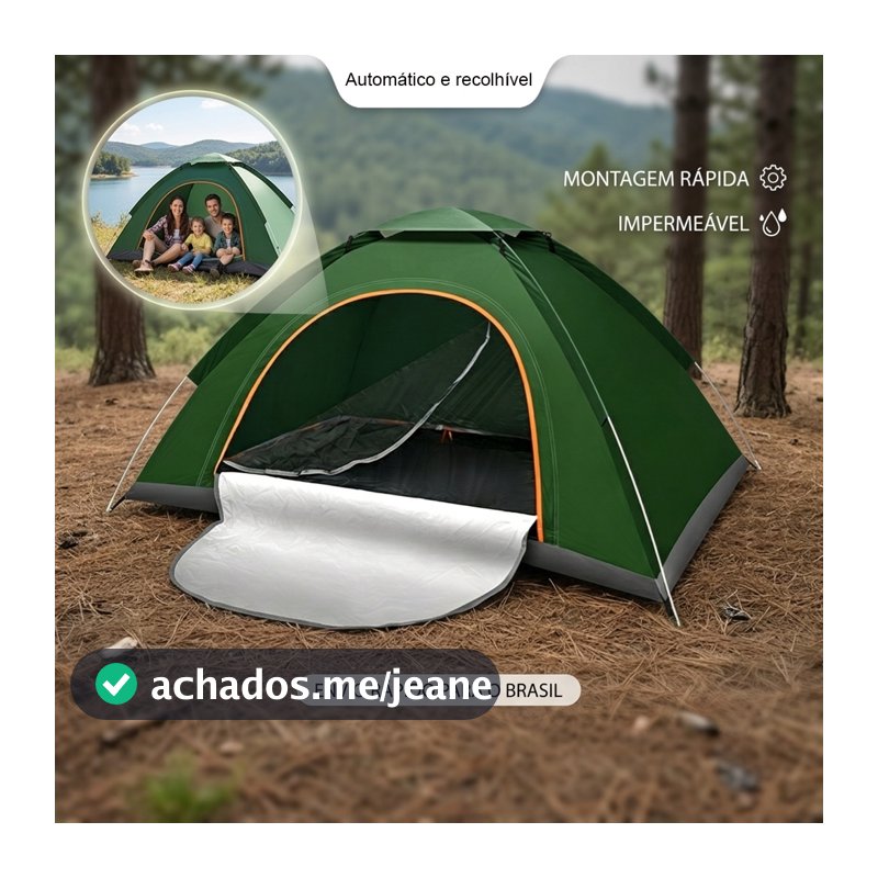 Barraca de Acampamento Automática 1-4 Pessoas Impermeável Montagem Rápida 3 Tamanhos