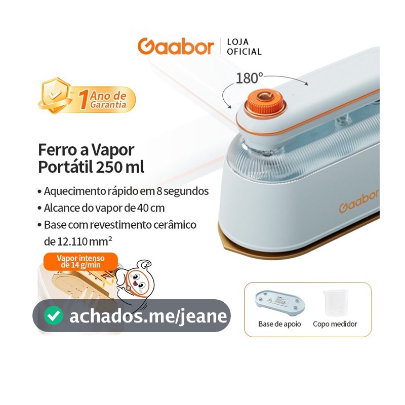 Gaabor Ferro a Vapor 1200W Portátil 1200W 250ml 14g/min Cerâmica Dobrável HM-M03A
