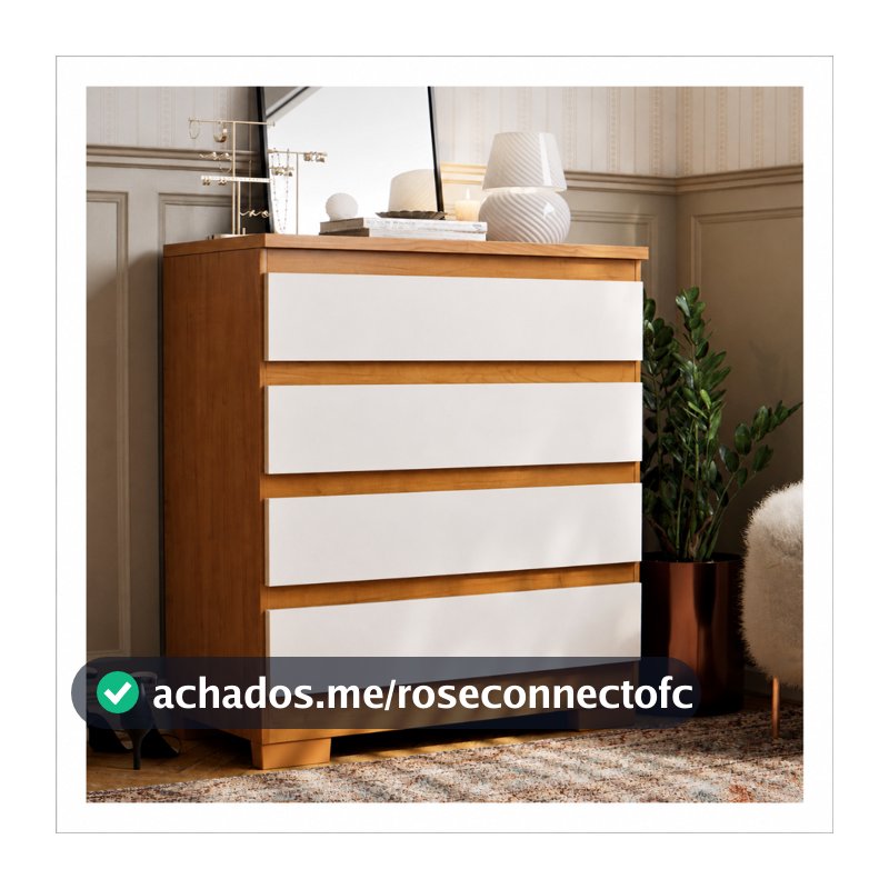 Cômoda 4 Gavetas Para Quarto MDF Corrediças Telescópicas E Pés Multiuso Roupas Resistente Imperial