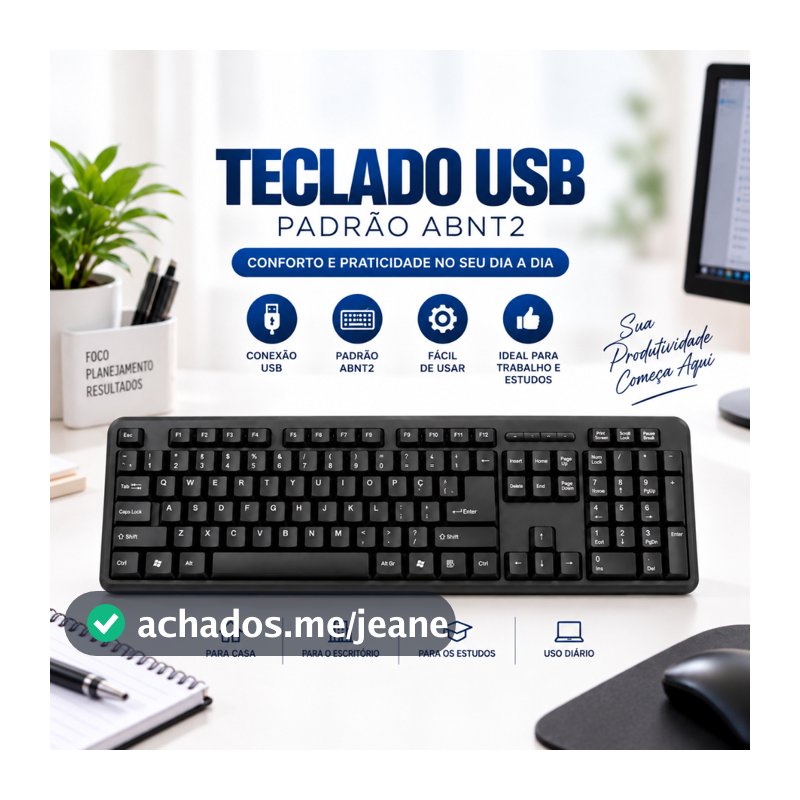 Teclado Usb Padrão ABNT2 Brasileiro Super Macio Notebook Pc Computador