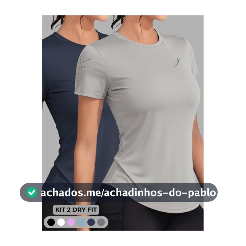 Kit 2 Dry Fit Baby Look Slim Fit Feminina Academia Fitness Esportiva Caminhada Corrida Treino UV+