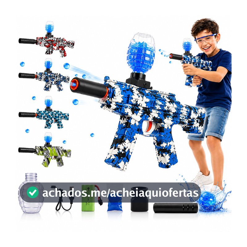 Arminha de Gel AK-47 Elétrico 5.000 Munições + Óculos de Proteção + Acessórios Inclusos