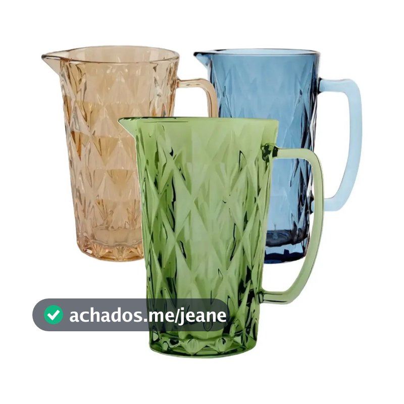Jarra De Vidro 1,2L Diamond Âmbar, Verde ou Azul Para Servir Bebidas Com Acabamento Elegante E Durável