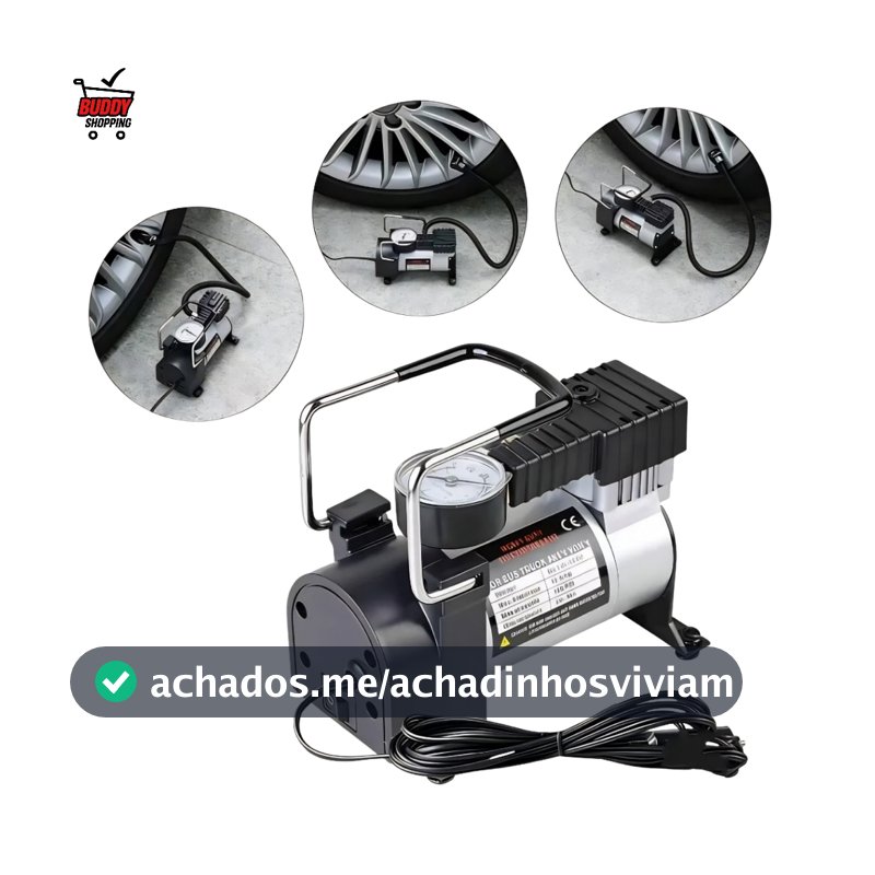 Mini Compressor de Ar Portátil 12V para Carro Moto Bicicleta com Manômetro Luatek LKD-217