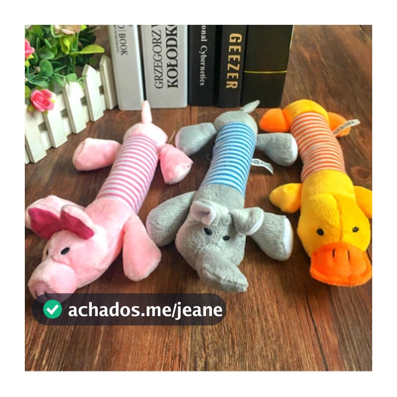 Brinquedo de Pelúcia para Cachorro Gato Pet Bichinho com Apito Som Elefante Pato Porco
