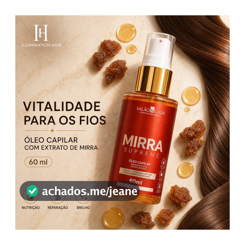 ÓLEO DE MIRRA CAPILAR CONCENTRADO 60ML | CICATRIZAÇÃO DE CUTÍCULAS | SALÃO IN CASA