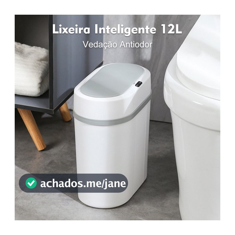 Lixeira Automática 12 Litros Com Sensor Infravermelho Tampa Para Cozinha Banheiro Escritório Quarto CYD