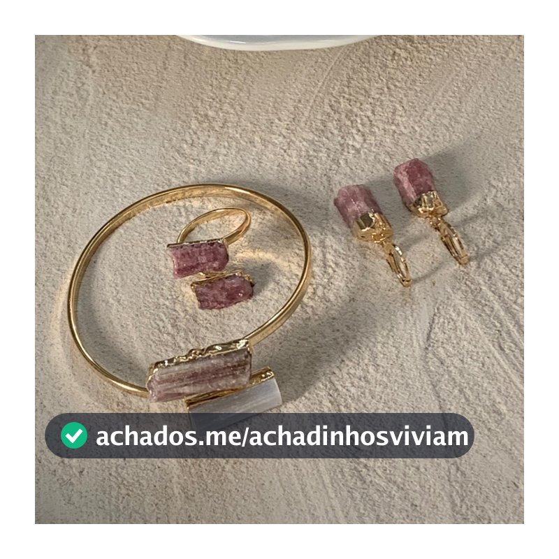 3 Pcs Brinco Feminino Anel e Bracelete em Pedra Natural, Acessórios Vintage  Semijoias de Luxo