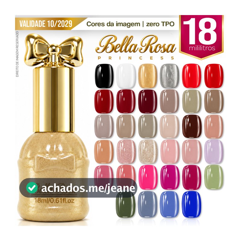 Kit Esmalte em Gel PRINCESS Bella Rosa 18ml Unhas LED UV Manicure