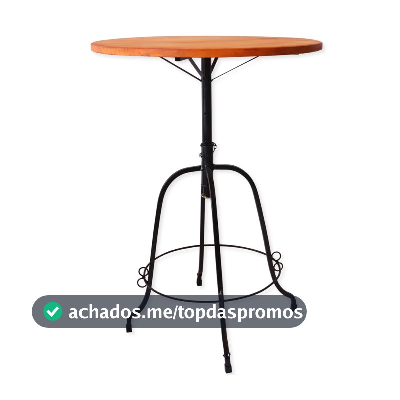 Mesa Para Jantar Tampo 70 cm Ferro Madeira Regulável Giratória