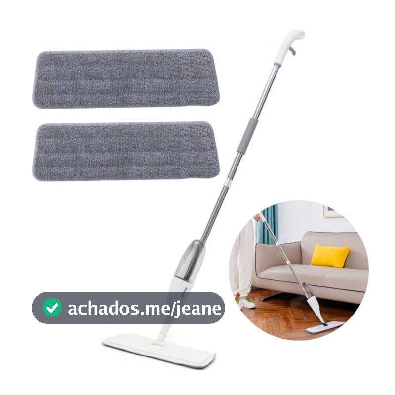 Mop Spray Giratório Limpeza Flash Mágico Rodo Esfregão Com Reservatório + 2 Refil