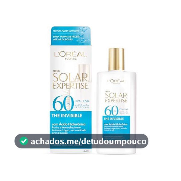 Protetor Solar Facial FPS 60 Antifotoenvelhecimento, Resistente à Água, Sem Cor, Solar Expertise L'Oréal Paris 40g