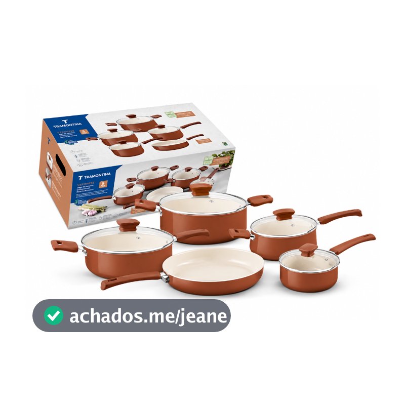 Jogo de Panelas Tramontina Veronese Cêramico e Aluminio Bege 5 Peças bege marrom