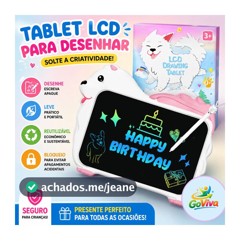 Tablet LCD Infantil para Desenhar Lousa Mágica Reutilizável Educativa