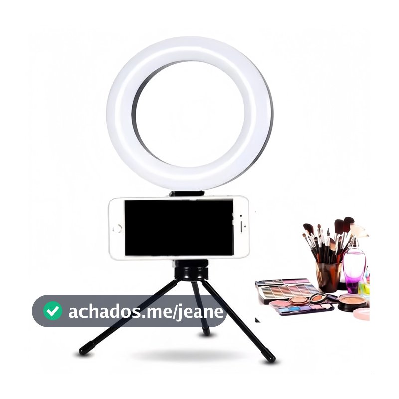Ring Light 6 polegadas Completo Portátil 26cm + Tripé + suporte p/ celular