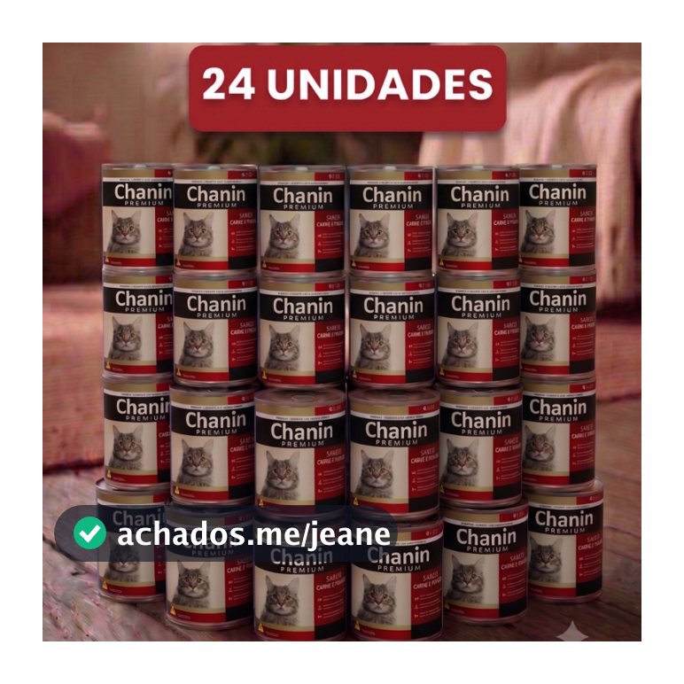 Kit Lata de Patê para Gatos Chanin Premium Sabor Carne e Frango 280g Ração Úmida fvo