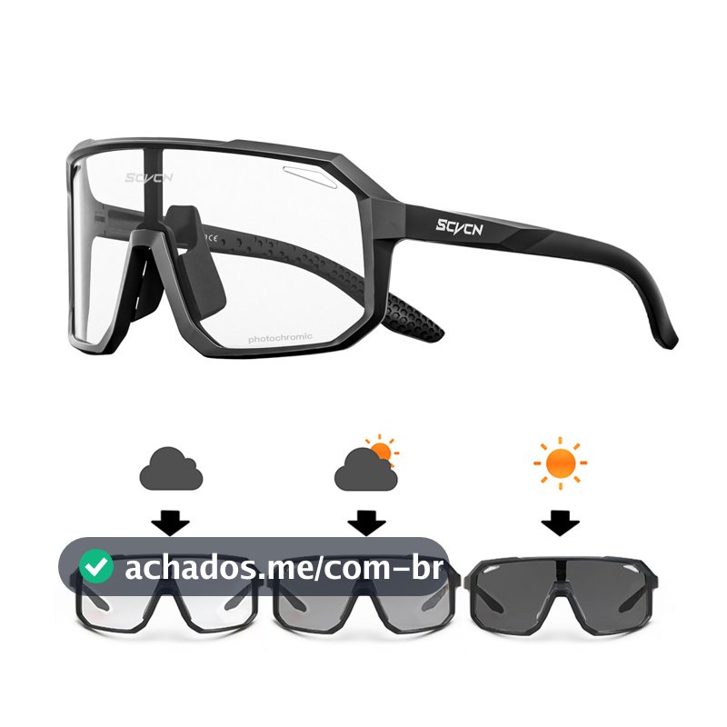 Óculos de Ciclismo Fotocromáticos SCVCN, Óculos de Sol Esportivos Fashion para Uso Externo
