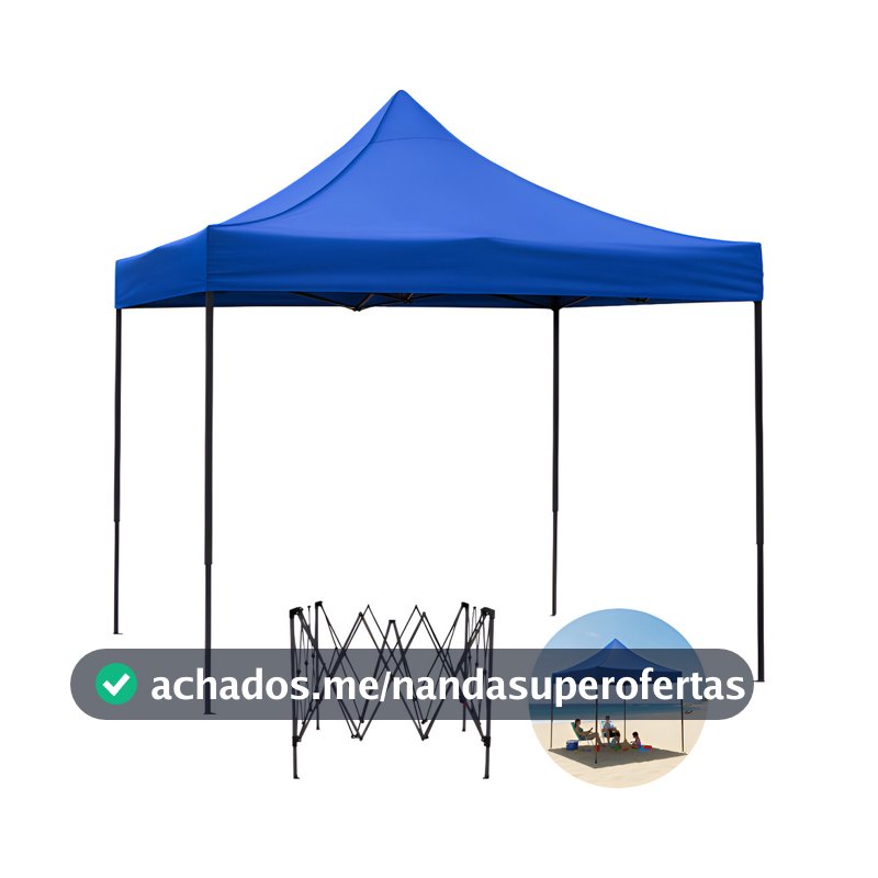 Tenda Gazebo Sanfonada 3x3 Praia Camping Pesca Aço Reforçado Azul