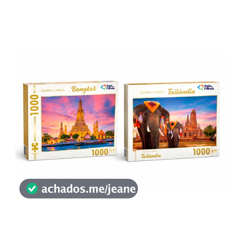Kit 2 quebra cabeças bangkok 1000 peças + tailândia 1000 peças pais e filhos