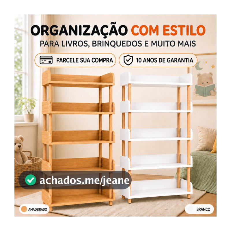 Wooden Bookcase, Estante Organizadora Multiuso, Prateleira de Armazenamento para Sala, Quarto, Escritório e Decoração