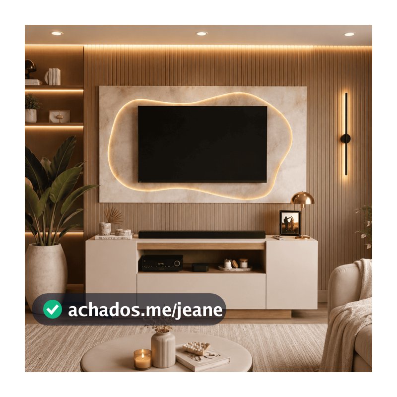 Painel Para TV Com Rack 120cm Conjunto Para Sala Estar Móvel Moderno Elegante Decoração Home Theater Ripado Orgânico