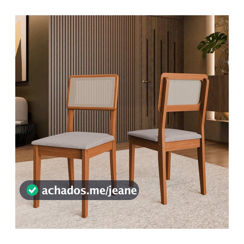 Kit 2 Cadeiras De Jantar Com Assento Estofado Multimóveis Cr50258 Cinamomo-nevoa