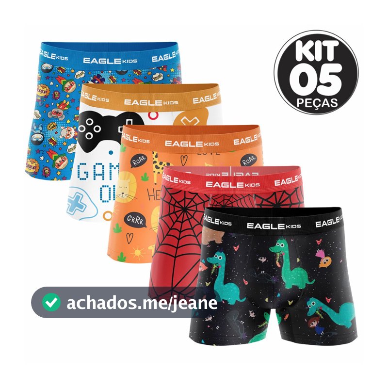KIT 10 ou 5 CUECAS BOX BOXERS INFANTIL SORTIDO