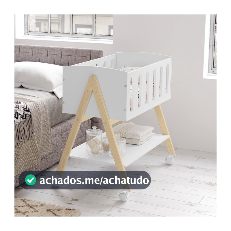 Mini Berço Sissi Matic Branco Natural Para Bebês