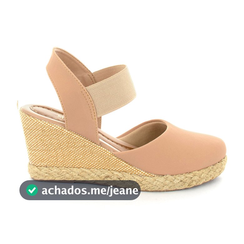 Sandália Feminina Anabela Salto Médio com Fecho em Elástico Moda Modesta Ref: 971