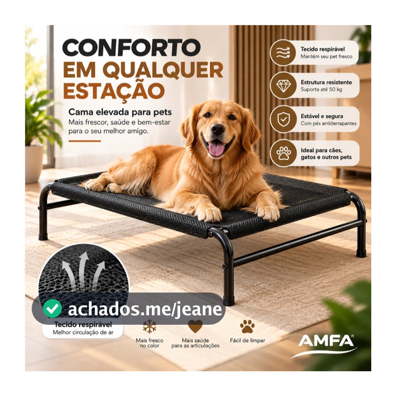 Cama Suspensa para Pets – Elevada, Reforçada, Respirável e Lavável, Ideal para Cães e Gatos
