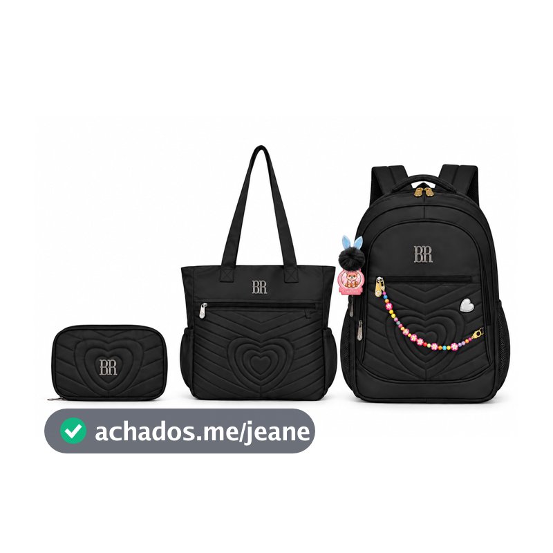 Mochila Escolar Infantil Feminina com Bolsa de Ombro e Estojo Kit Completo Resistente e Confortável