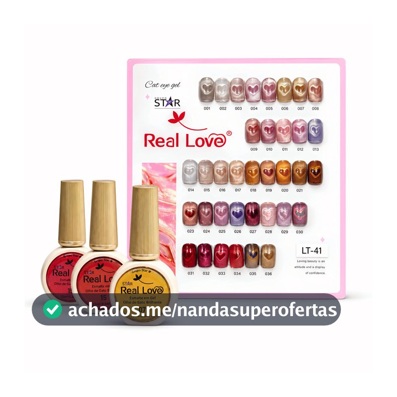 Kit 12 Esmalte Em Gel Refletivo Olho De Gato 10ml + Imã Cores Aleatorias - Real Love