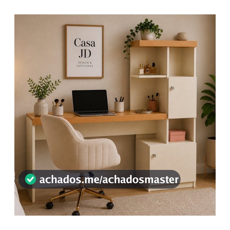 Escrivaninha Star Multifuncional com Estante e Armários Home Office Escritório Organizador p/ Trabalho e Estudo - Cores