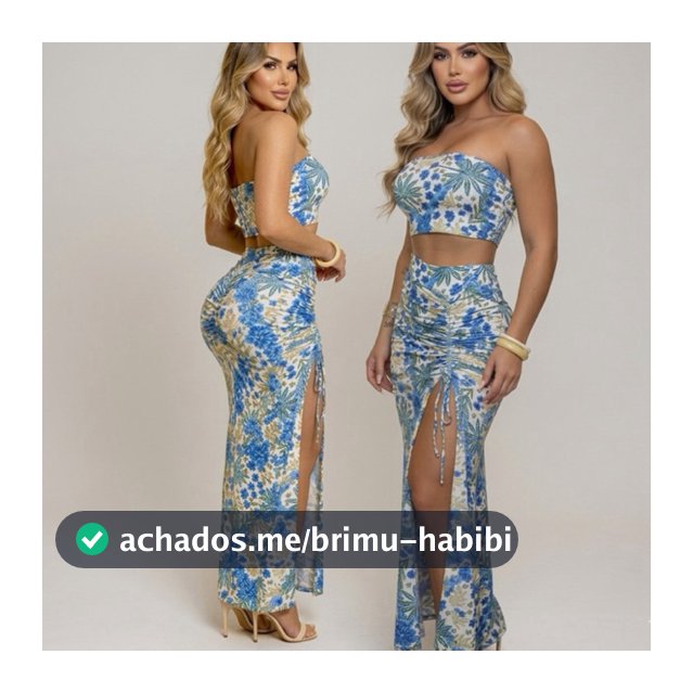 Conjunto Feminino Saia Longa Empina Levanta Bumbum Croped top Faixa Estampa Exclusiva Fenda