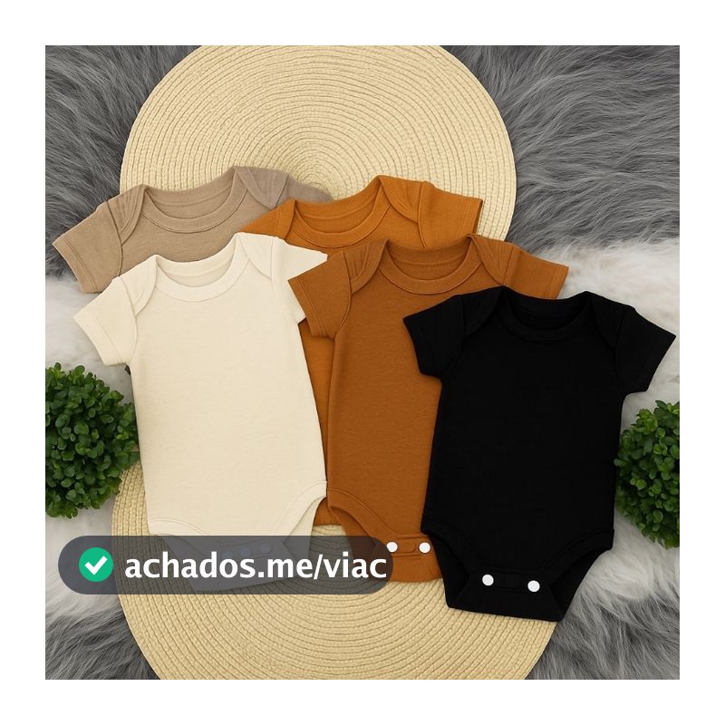 Body Liso Cores Neutras de Bebê - 100% Algodão