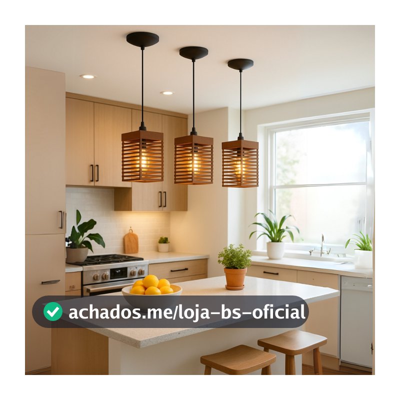 Kit 3 Luminária Pendentes Oriental Para Sala Cozinha Escritório Bivolt Cor Marrom - 3tm