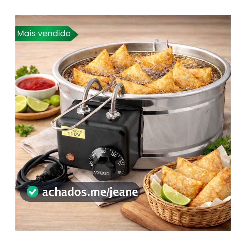 Fritadeira Elétrica de pastel Tacho 5 Litros Redonda Inox 110v e 220v Fritura batata Pastelaria